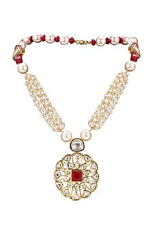 Gold Finish Rubies Necklace Set