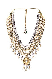 Gold Finish Shell Pearls Necklace Set