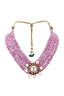 Gold Finish Polki & Rubies Necklace Set