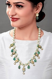 Gold Finish Polki Meenakari Necklace Set