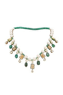 Gold Finish Polki Meenakari Necklace Set