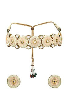 Gold Finish Meenakari Polki Necklace Set