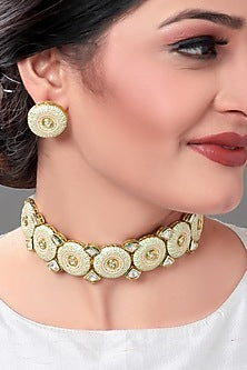 Gold Finish Meenakari Polki Necklace Set