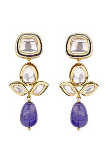 Gold Finish Polki & Agate Drops Necklace Set