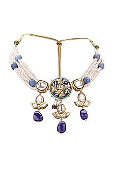 Gold Finish Polki & Agate Drops Necklace Set