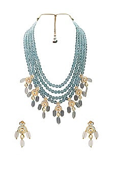 Gold Finish Meenakari Agate Beads Necklace Set