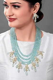 Gold Finish Meenakari Agate Beads Necklace Set