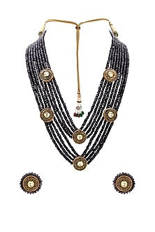 Gold Finish Agate Beads Necklace Set