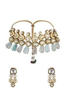 Gold Finish Meenakari Polki Necklace Set