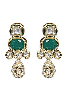 Gold Finish Green Agate Beads Necklace Set