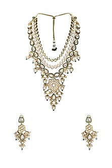 Gold Finish Green Meenakari Necklace Set
