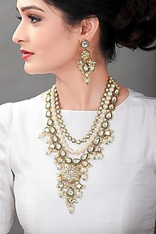 Gold Finish Green Meenakari Necklace Set