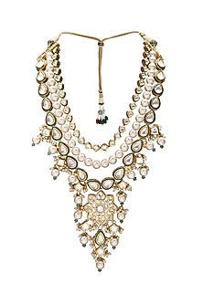 Gold Finish Green Meenakari Necklace Set