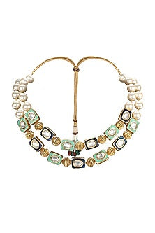 Gold Finish Shell Pearl Necklace Set