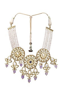 Gold Finish Blue Onyx Necklace Set