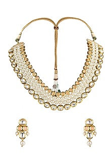 Gold Finish Imitation Polki Necklace Set
