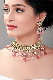 Gold Finish Choker Necklace Set