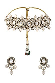 Gold Finish Meenakari Choker Necklace Set