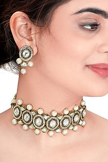 Gold Finish Meenakari Choker Necklace Set