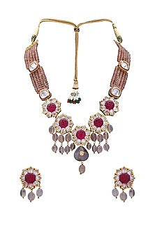 Gold Finish Agate Necklace Set
