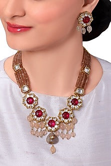 Gold Finish Agate Necklace Set