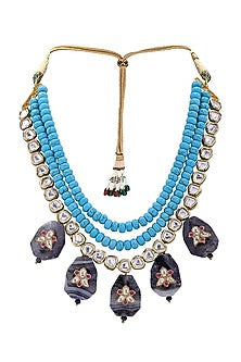Gold Finish Turquoise Bead Necklace Set