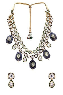 Gold Finish Enameled Necklace Set