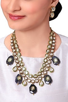Gold Finish Enameled Necklace Set