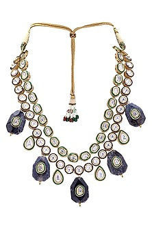 Gold Finish Enameled Necklace Set