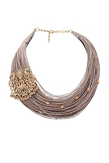 Antique Gold Finish Jute Thread Necklace Set