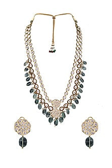 Gold Finish Red Meenakari Necklace Set