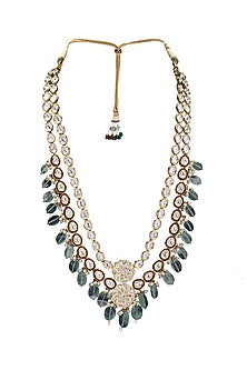 Gold Finish Red Meenakari Necklace Set