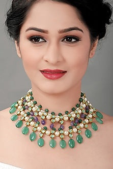 Gold Finish Shell Pearl Necklace