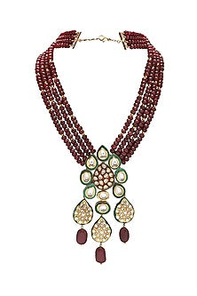 Gold Finish Red Meenakari Necklace