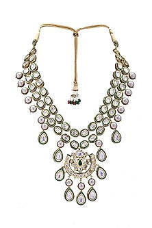 Gold Finish Green Meenakari Necklace