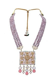 Gold Finish Rose Quartz Bead Necklace