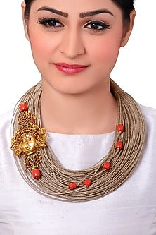 Gold Finish Coral Necklace