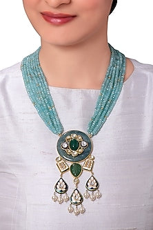 Gold Finish Agate Beads Necklace