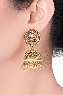 Gold Finish Pearls Earrings