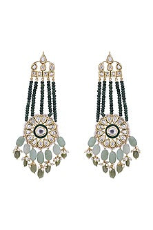 Gold Finish Polki Chandelier Earrings