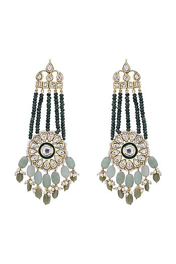Gold Finish Polki Chandelier Earrings