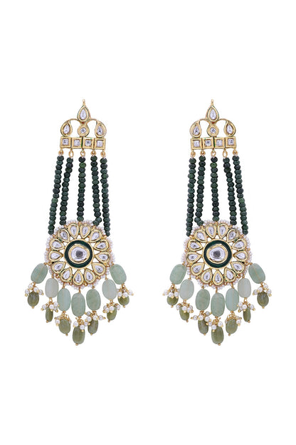 Gold Finish Polki Chandelier Earrings