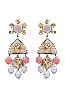Gold Finish Baroque Pearls Earrings