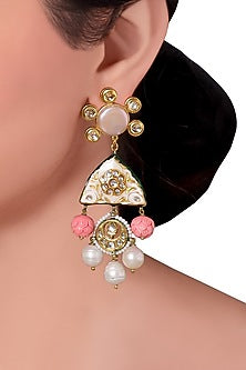 Gold Finish Baroque Pearls Earrings