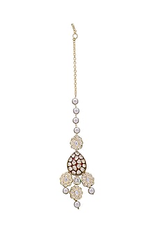 Gold Finish Polki & Pearls Maang Tikka