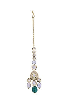 Gold Finish Baroque Pearls Maang Tikka