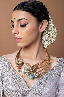 Gold Finish Kundan Polki Necklace