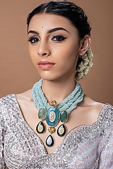 Gold Finish Agate Beaded Necklace