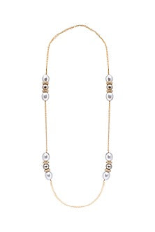 Gold Finish Shell Pearl Necklace