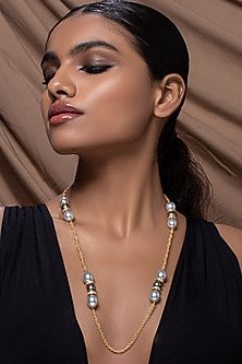 Gold Finish Shell Pearl Necklace
